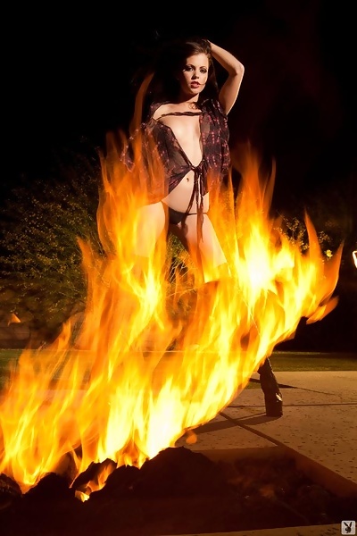 Bethanie Badertscher Naked in Boots by a Fire